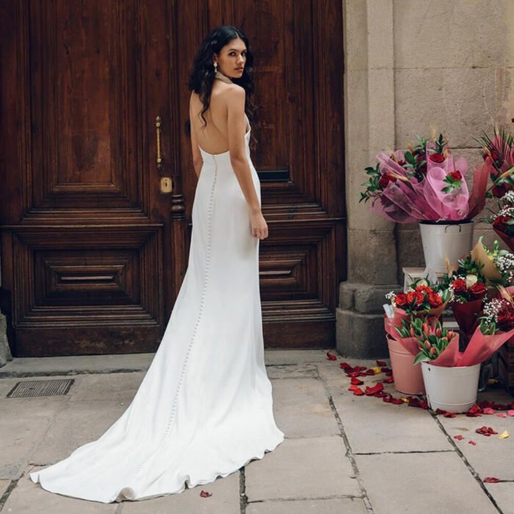 Jenny Yoo Justine Wedding Gown Size 12 NEW Crepe - Picture 5 of 10